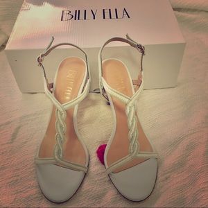 BHLDN Billy Ella T-strap heels White/Sky